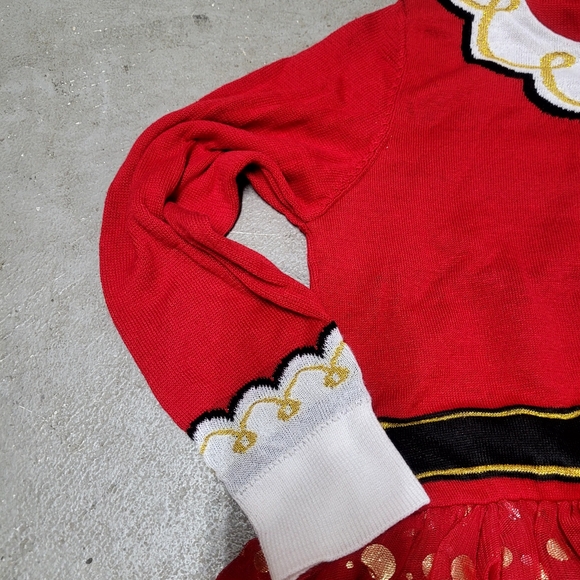 New! Girls' Christmas Santa Sweater Dress - Red - Picture 4 of 12